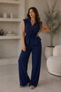Tie Waist Collar Top & Pocket Trouser Two Piece Co-Ord Set