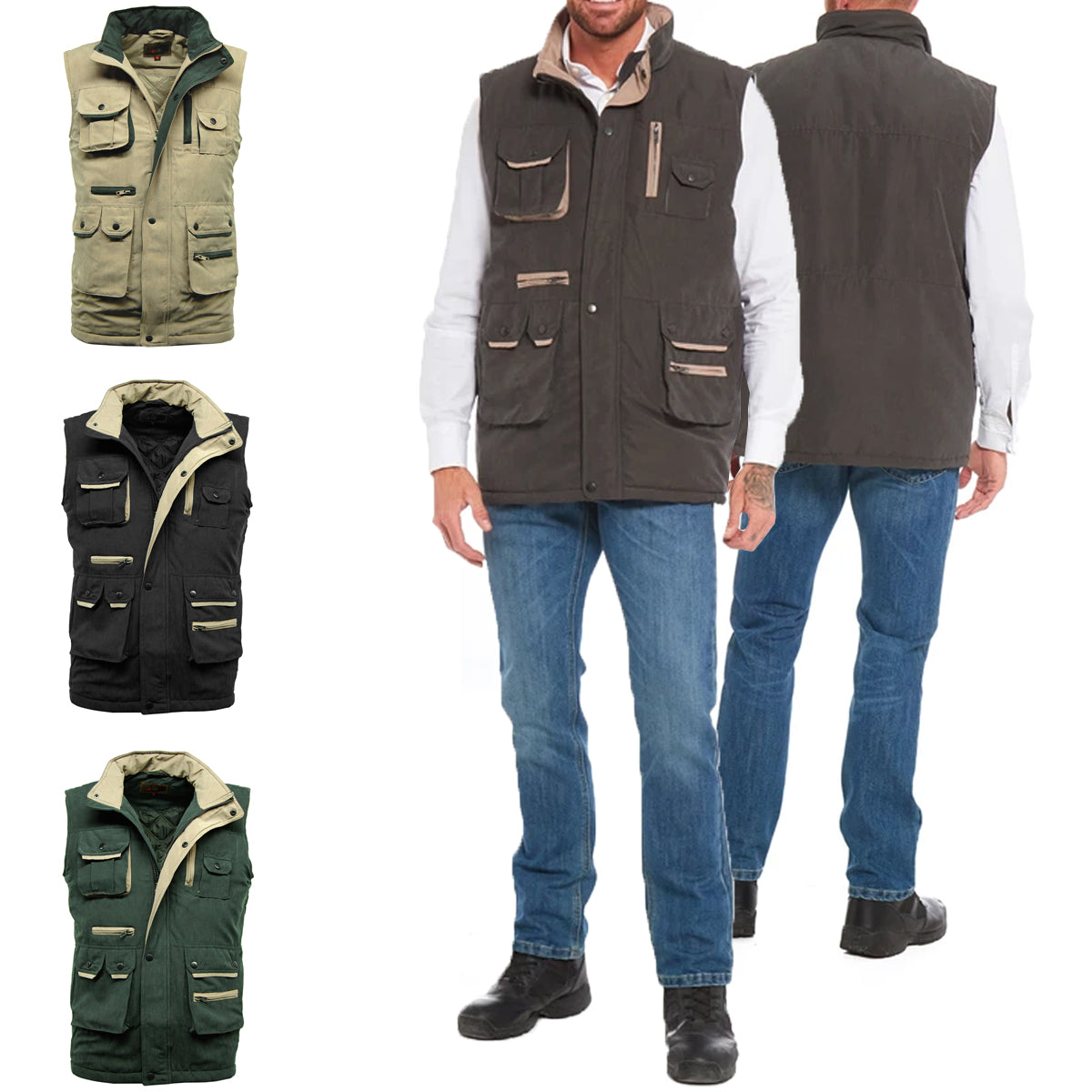 Mens Padded Multi Pocket Micro Bodywarmer