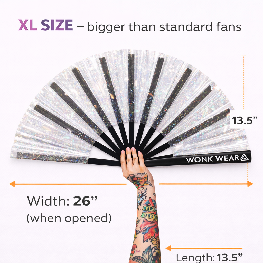 XL Festival Fan - Disco Glitter, Clear
