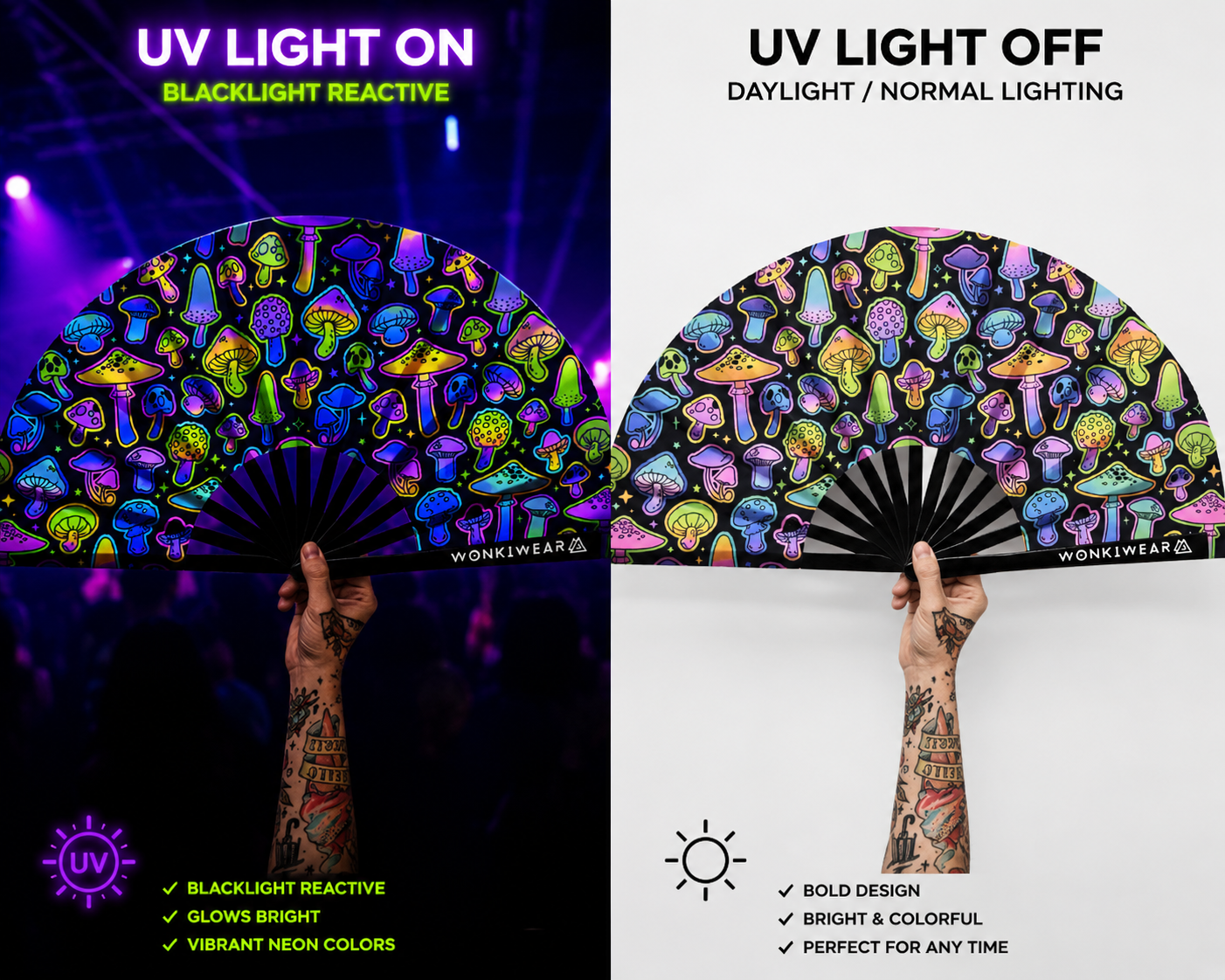 XL UV Reactive Mushroom Festival Fan