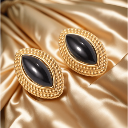 EMI  Stainless Steel Gold Plated Statement Vintage Inspired Hypoallergenic Earrings