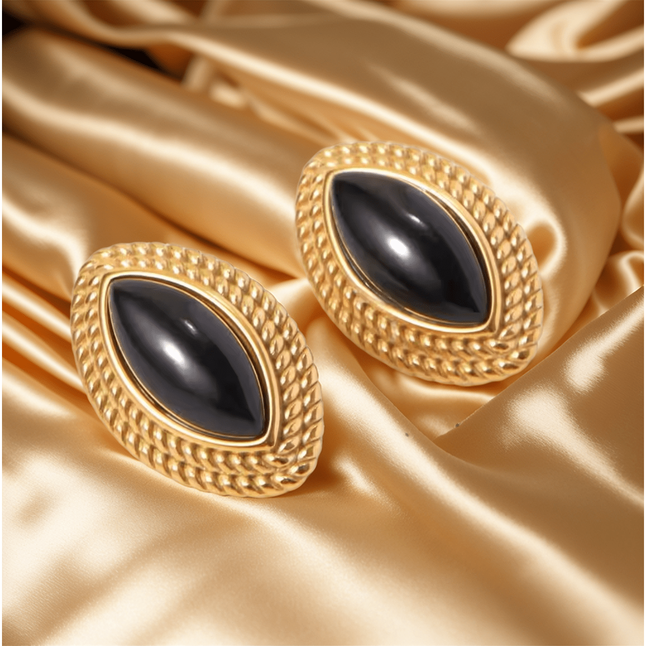 EMI  Stainless Steel Gold Plated Statement Vintage Inspired Hypoallergenic Earrings