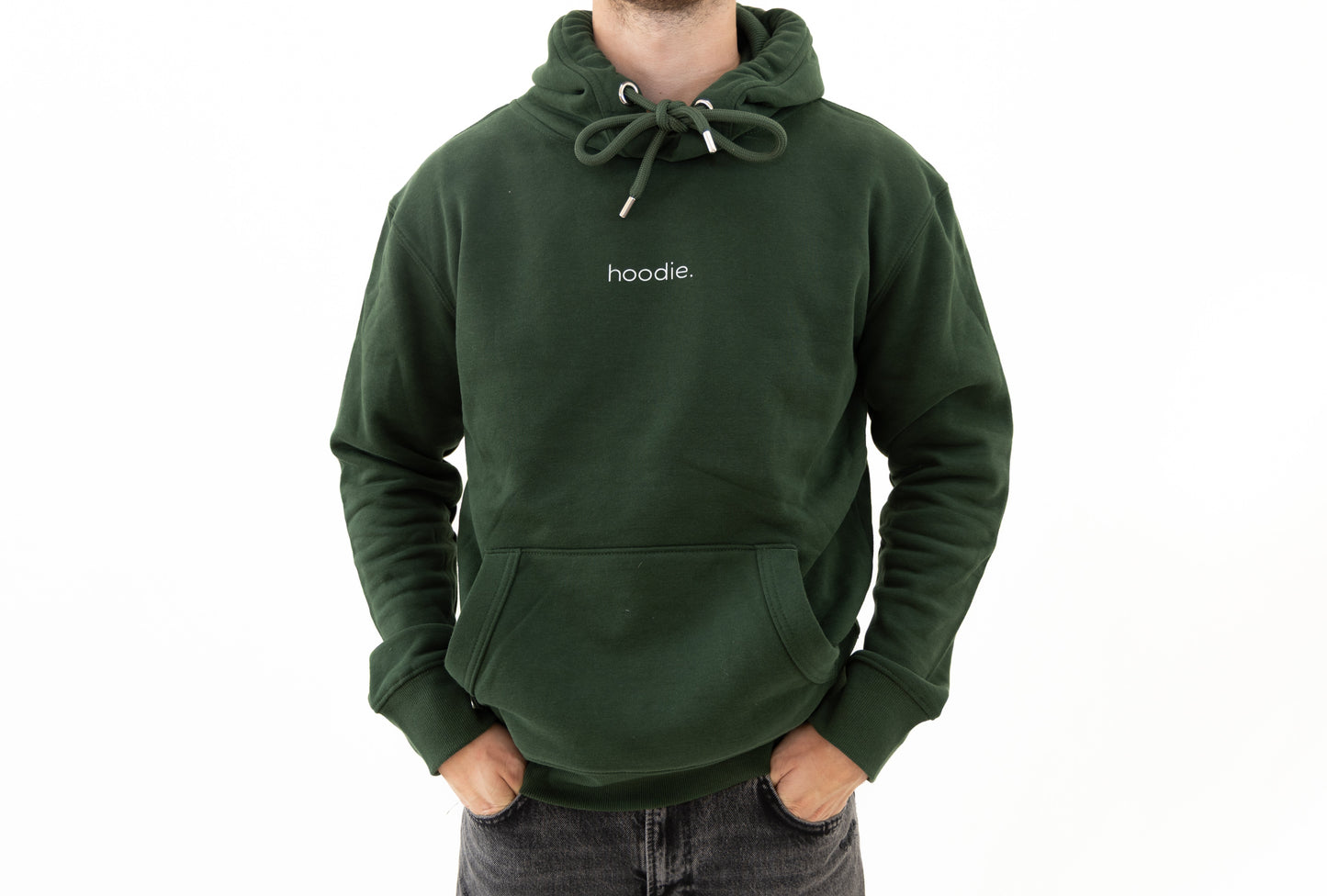 simple. hoodie. waffle. forest-green.