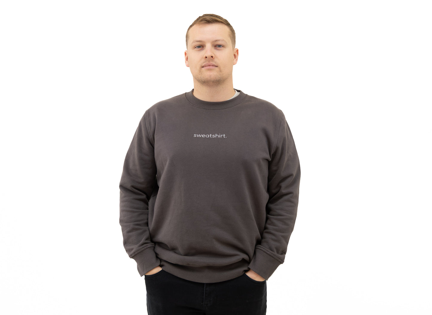 simple. sweatshirt. snug. charcoal.