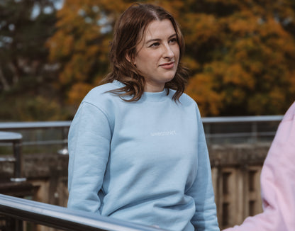 simple. sweatshirt. snug. light-blue.