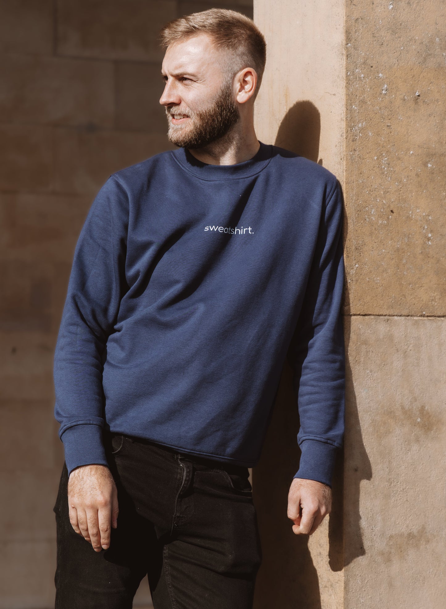 simple. sweatshirt. snug. navy.