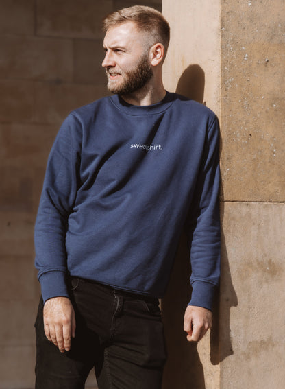 simple. sweatshirt. snug. navy.
