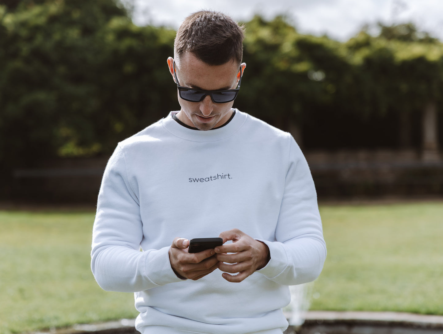 simple. sweatshirt. snug. white.