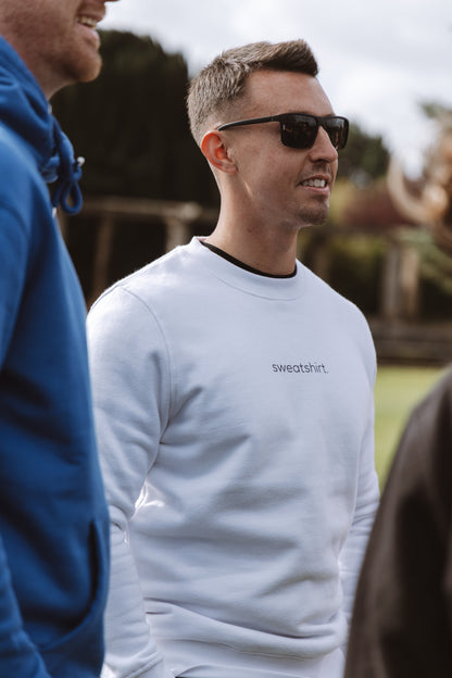 simple. sweatshirt. snug. white.