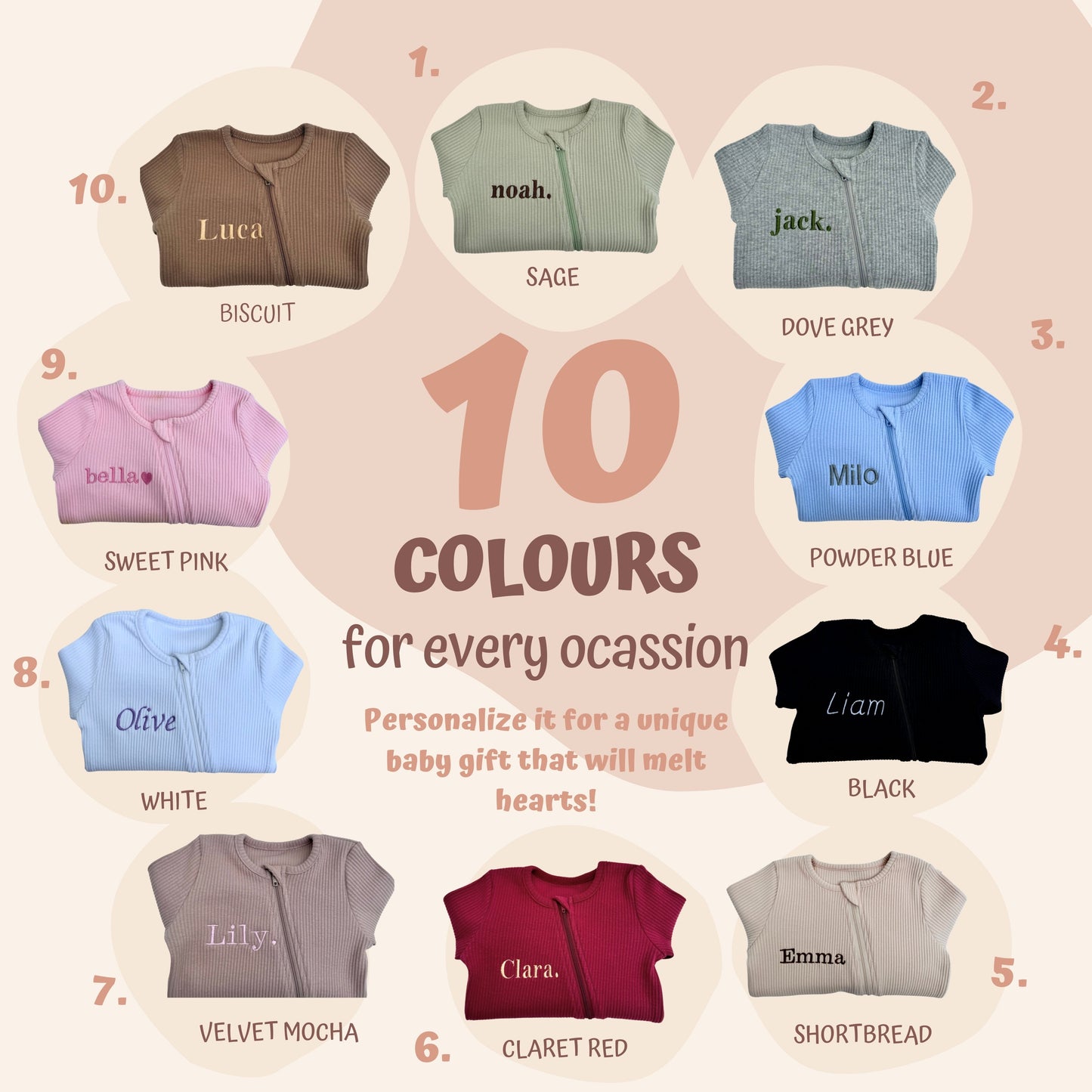 Safari Theme Personalised Zip Romper