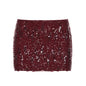 Women’s Red Sequin Bodycon Short Skirt