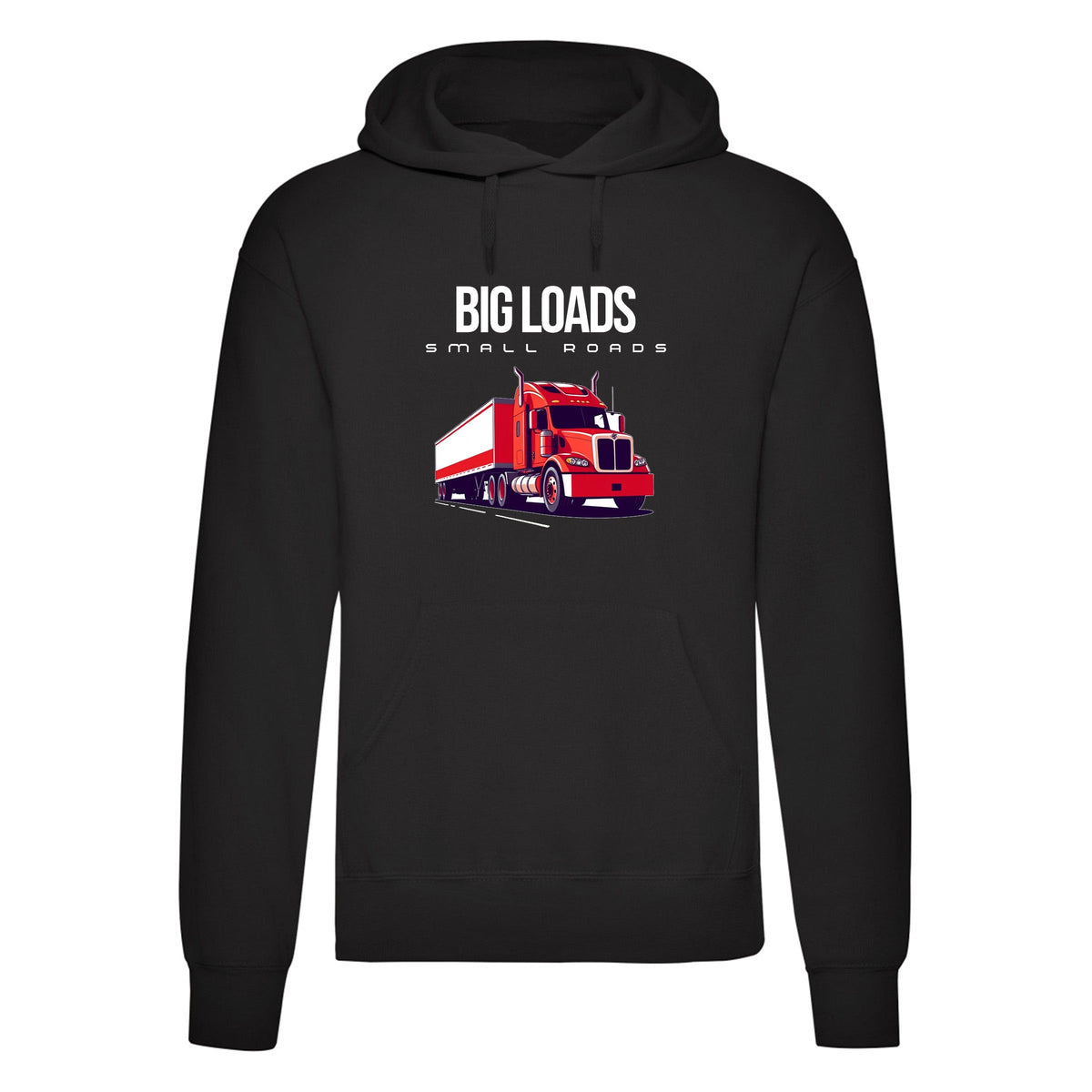 Adults "Big Loads on Small Roads" Truck Printed Pullover Hoodie