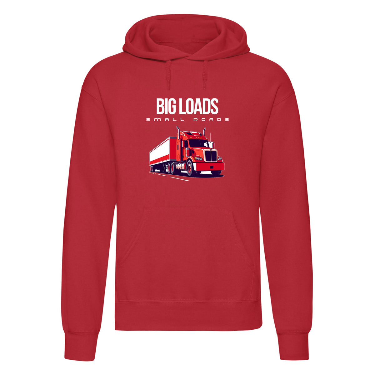 Adults "Big Loads on Small Roads" Truck Printed Pullover Hoodie