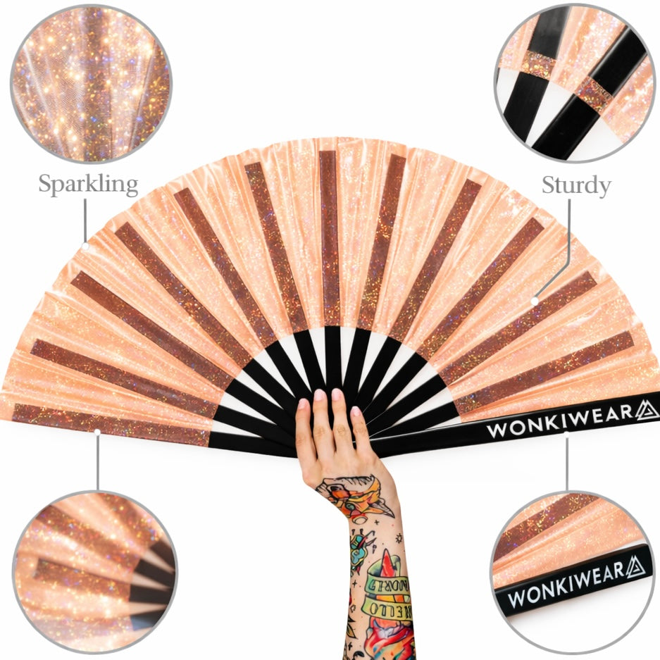 XL Festival Fan - Disco Glitter, Peach