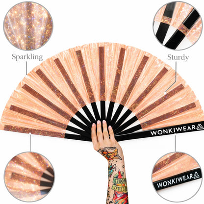 XL Festival Fan - Disco Glitter, Peach