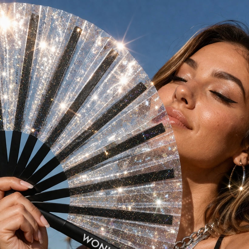 XL Festival Fan - Disco Glitter, Clear