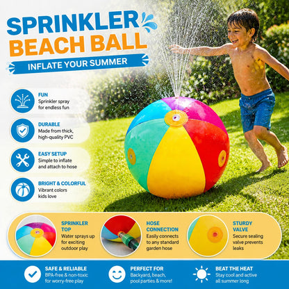 Sprinkler Beach Ball – Inflatable Water Fun for Summer Play