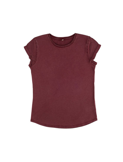 Organic Cotton Rolled Sleeve T-shirt: Womens
