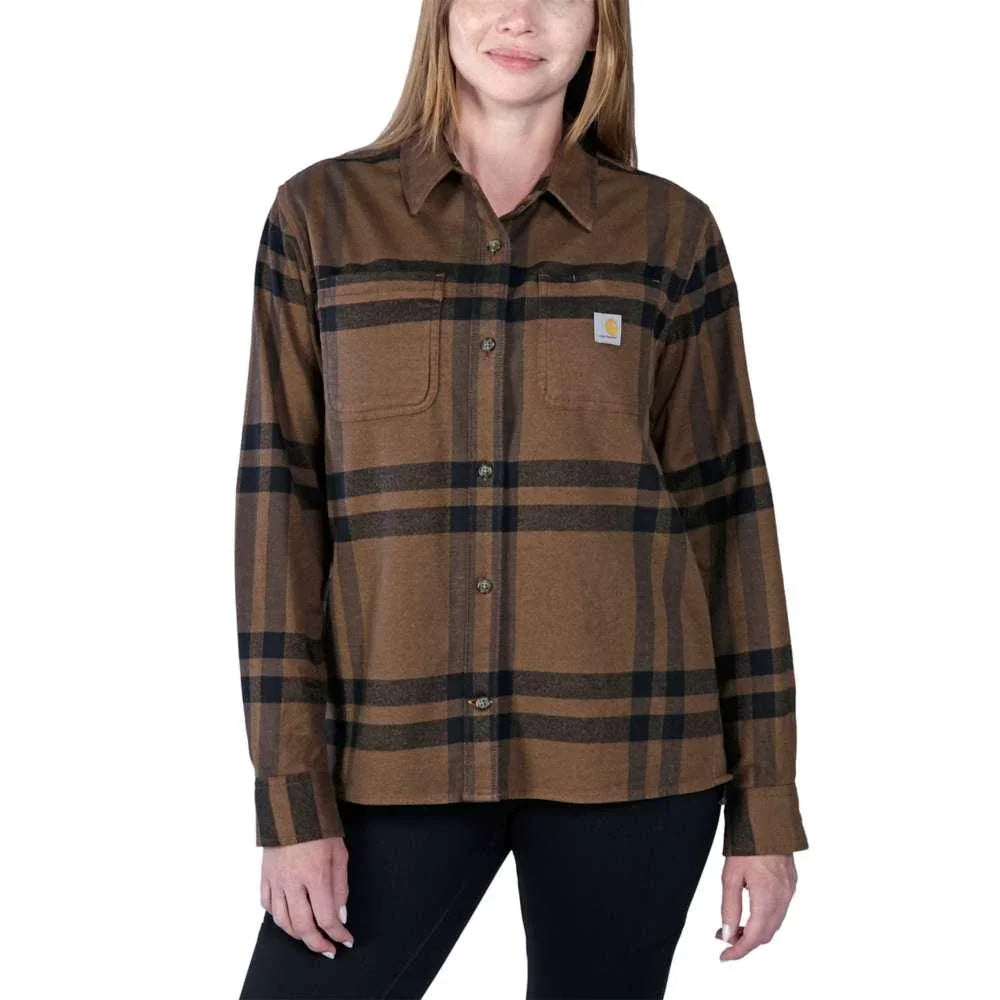 Carhartt 105989 Women's Rugged Flex Loose Fit Midweight Flannel Long-Sleeve Plaid Shirt