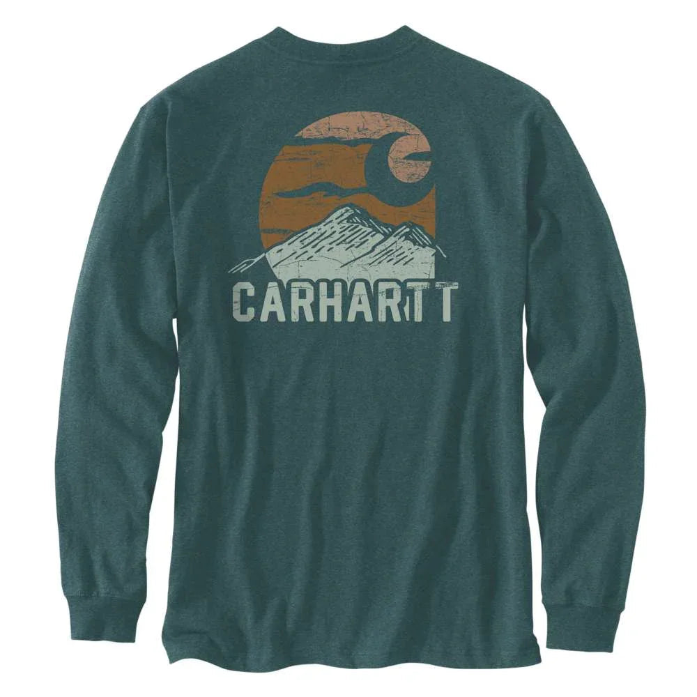 Carhartt 107260 Relaxed Fit Heavyweight Long-Sleeve Mountain Graphic T-Shirt