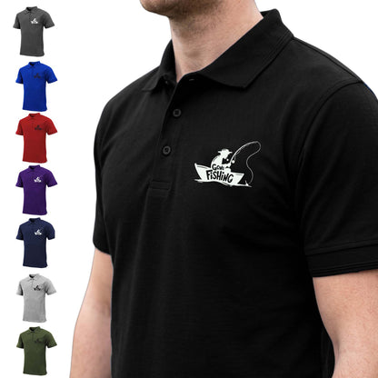 Mens Premium Comfort Fit 'Gone Fishing' Polo Shirt