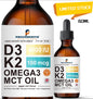 Vitamin D3K2 Liquid Drops,Vitamin D3:4000iu & Vitamin K2:100MCG,Peppermint Flavoured, 60ml