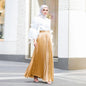 Seven color pleated skirt with large hem floor length skirt
