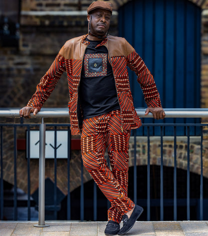 African Print Jacket- Chocolate Brown