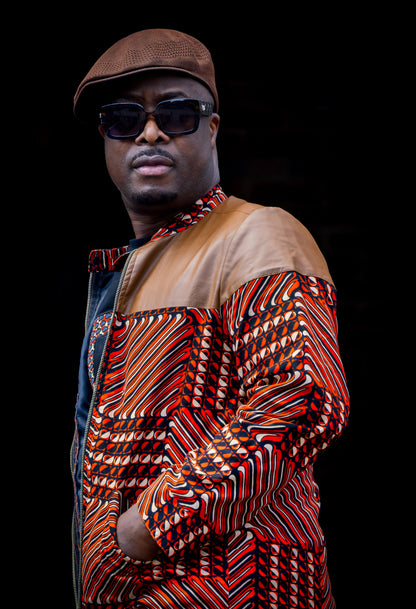 African Print Jacket- Chocolate Brown