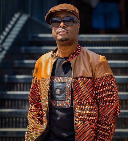 African Print Jacket- Chocolate Brown