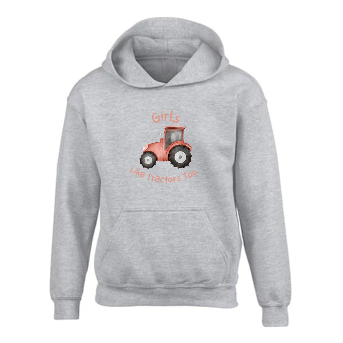 Kids "GIRLS LIKE TRACTORS TOO" Printed Hoodie