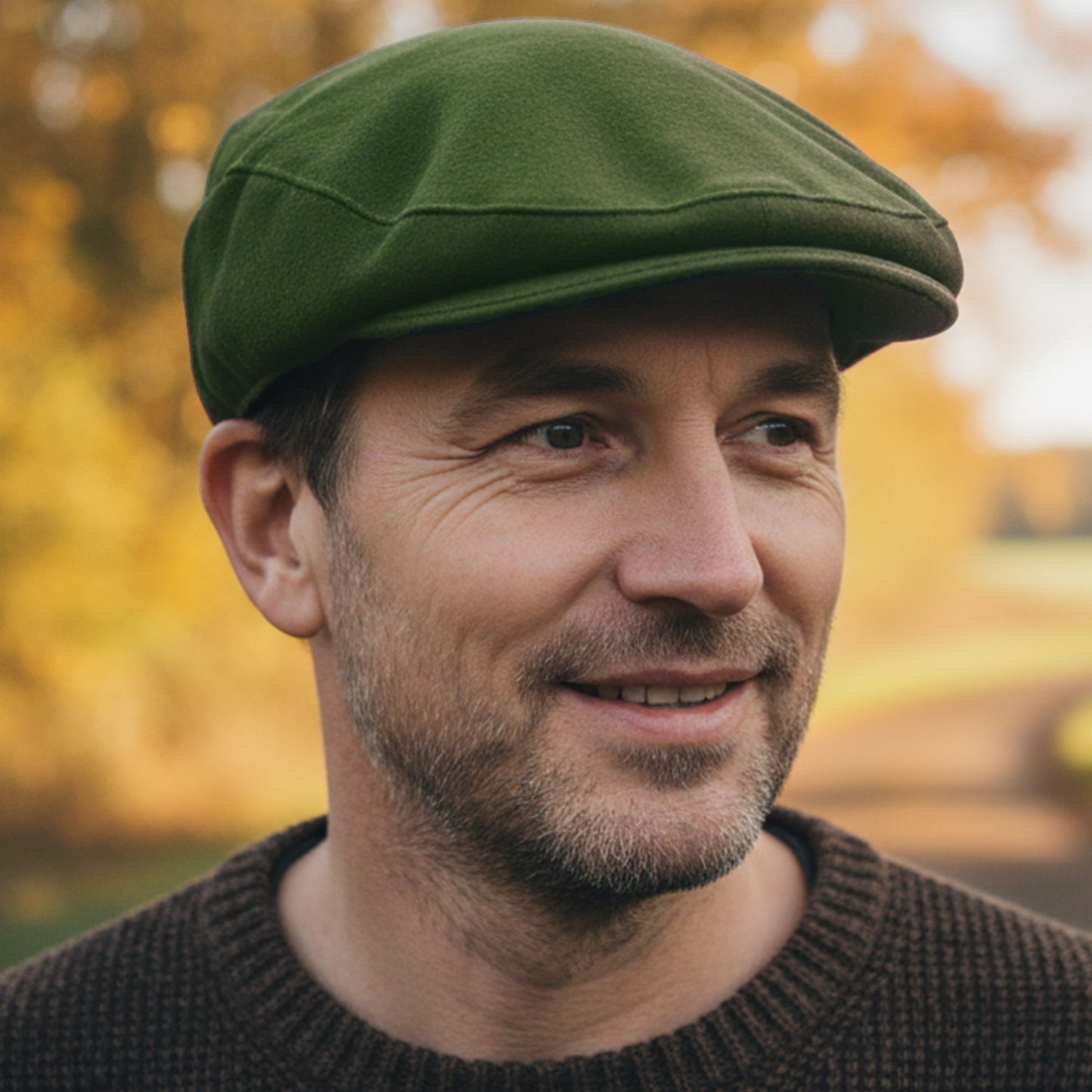 Olive Green Moleskin Flat Cap