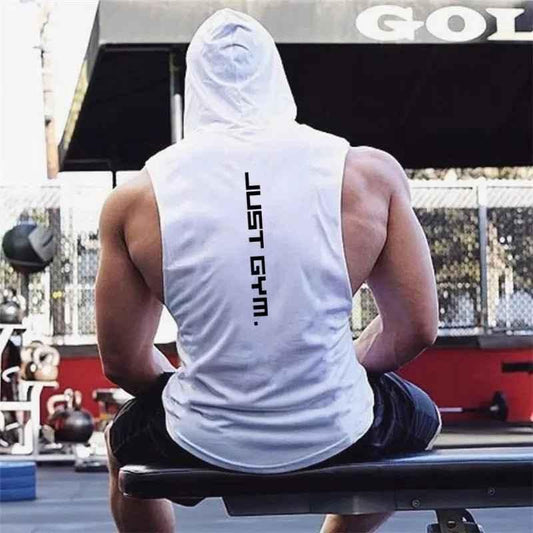 Men's Hooded Gym Tank Top – Slim Fit Cotton Workout Shirt