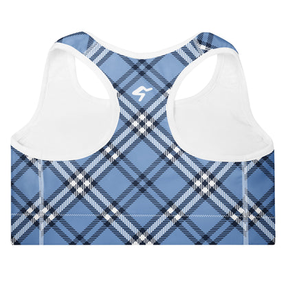 GymBum UK Highland Check Padded Sports Bra– Blue