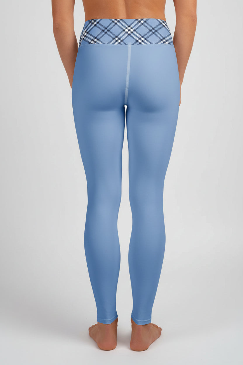 GymBum UK Highland Check Yoga Leggings - Blue