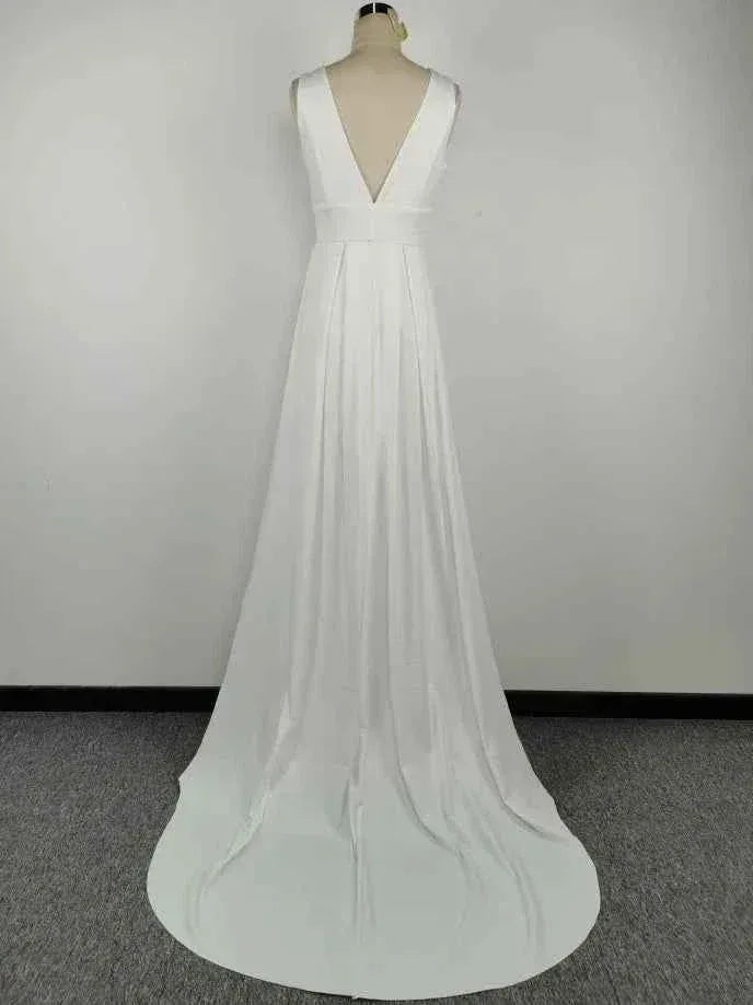 Elegant white V-Neck Evening Dress Women Fine Lace Party Ball Gown Sexy Princess Dress Wedding Gowns Girl