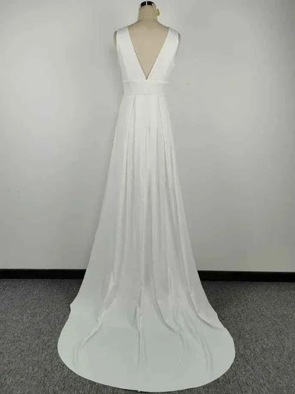 Elegant white V-Neck Evening Dress Women Fine Lace Party Ball Gown Sexy Princess Dress Wedding Gowns Girl