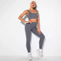 Seamless Sexy 2 Piece Active Wear Set - Women's U V Neck Gym Leggings & Top for Yoga & Fitness