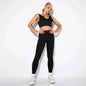 Summer Seamless Fitness Set - Sexy UV Neck Top With Leggings Activewear 2 Piece Women’s Gym Outfit