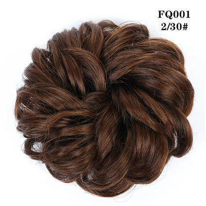 LUPU Synthetic Hair Bun Messy Scrunchies With Elastic Band Natural Fake Hair Tie Pieces Ponytail Colored Black Purple Pink Green