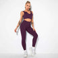 Seamless Sexy 2 Piece Active Wear Set - Women's U V Neck Gym Leggings & Top for Yoga & Fitness