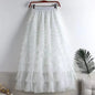 High-Waisted Mesh Layered Skirt for Women – Spring & Fall Elegant Cake Skirt