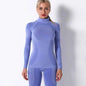 Seamless activewear Sports Stripe Long Sleeve Yoga Top - Quick-Drying Fitness Wear