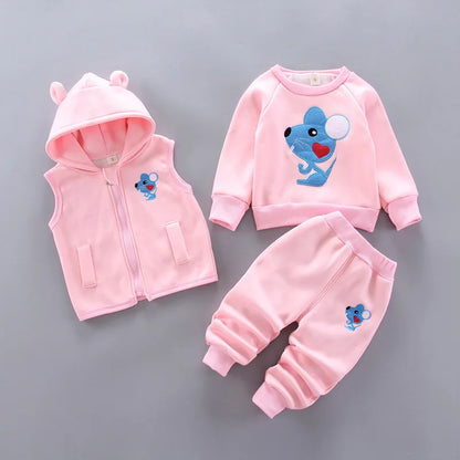 3pc/Set Animal Bear Baby Set For Newborn Winter Infant Clothing Sets Super Keep