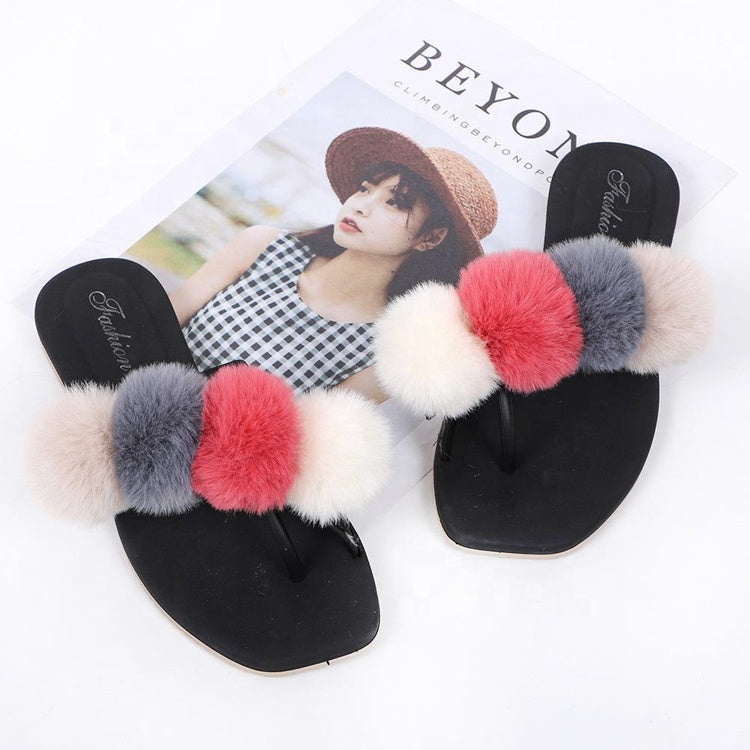 New arrival luxury plush fashion trend faux fur slides for women 2022 fur slippers
