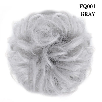 LUPU Synthetic Hair Bun Messy Scrunchies With Elastic Band Natural Fake Hair Tie Pieces Ponytail Colored Black Purple Pink Green