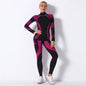 Breathable Yoga Workout Long Sleeve Shirt Leggings Set Gym Sports Fitness Striped Pants Suit For Women