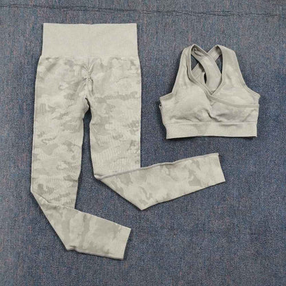 3PCS Camouflage Yoga Set for Women Seamless Fitness Yoga Bra Sports Bra High Waist GYM Camo leggings Pants Fitness Suits Workout