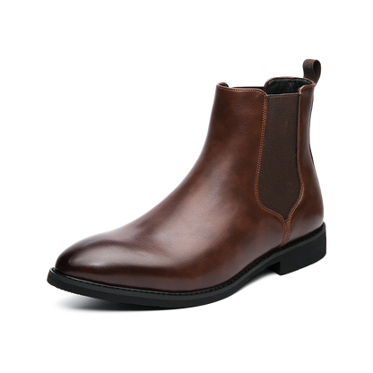 Winter Ankle Chelsea Leather Pointed Toe Boots For Men
