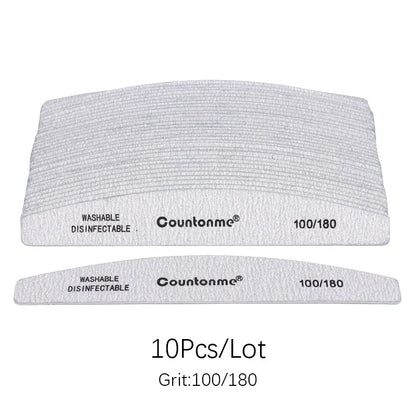 10pcs/Lot Professional Wooden Nail Files 180/240 Buffer 100/180 Grey Boat Wood Sandpaper Block Gel Polisher Sanding Nail Files